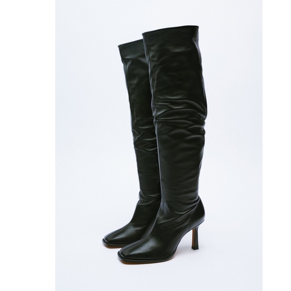 ZARA HEELED LEATHER BOOTS MADE IN SPAIN - Picture 2 of 14